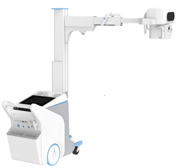Imagen del sistema de radiografía móvil Mobile Spectra, destacando su diseño compacto, generador de alta frecuencia de 50 kW y capacidad de ofrecer imágenes radiológicas precisas en entornos clínicos como UCIs y salas de emergencia.