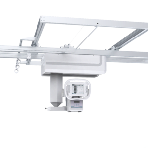 Imagen de un sistema de radiografía digital Vulcan 66 mostrando su configuración avanzada con detectores digitales y columna colgante de techo, diseñado para ofrecer imágenes de alta precisión con mínima exposición a la radiación